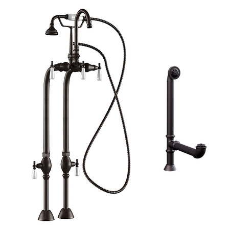 CAMBRIDGE PLUMBING Complete Oil Rubbed Bronze Free Standing Plumbing Package for Clawfoot Tub CAM398684-PKG-ORB